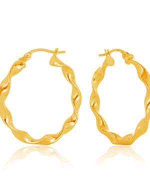 20OBC360-99 9Y Elongated Twist Hoop Earrings, 20mm Diameter