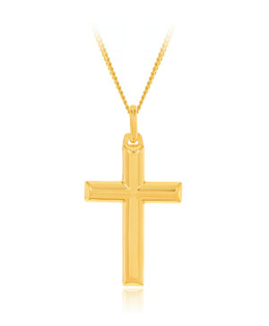 32PCV023 9Y Slight Chiseled Edge Flat High Polished Cross 4cm Length.