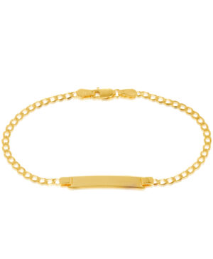 60BPK549-4 9Y Diamond Cut Elongated Curb Link ID Bracelet 16cm