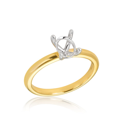 061-00055 18YW 4 Claw Solitare 1ct Oval Centre Set in 4 Claws - Yellow Gold Band, White Gold Settings