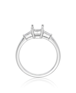 061-00123 18W RBC 2 = 0.10ct F/G VS Semi Mount With Tapered Baguette Side Stones - To Take 1ct Emerald Cut Ctr.