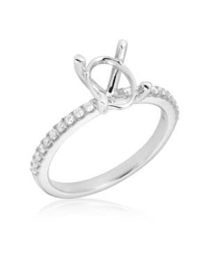 061-00358 18WG Lab Grown RBC 20 = 0.20ct F/G VS Claw Set Semi Mount – Take 2.00ct Oval 4 Claw Ctr Stone