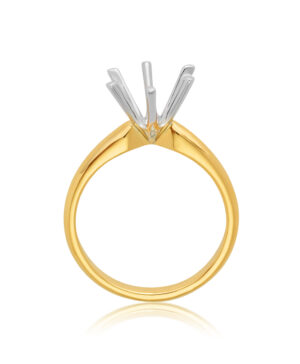 18YW Solitaire Ring To take 1.30ct Ctr Stone - Yellow Gold Band - White Gold Setting - Size M