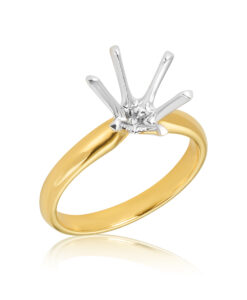 18YW Solitaire Ring To take 1.30ct Ctr Stone - Yellow Gold Band - White Gold Setting - Size M
