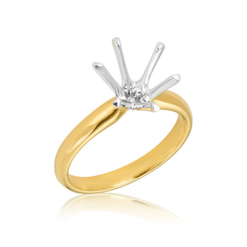 18YW Solitaire Ring To take 1.30ct Ctr Stone - Yellow Gold Band - White Gold Setting - Size M