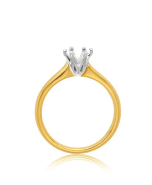 061-00244 18YW 6 Claw Solitaire Yellow Band, White Setting Mount