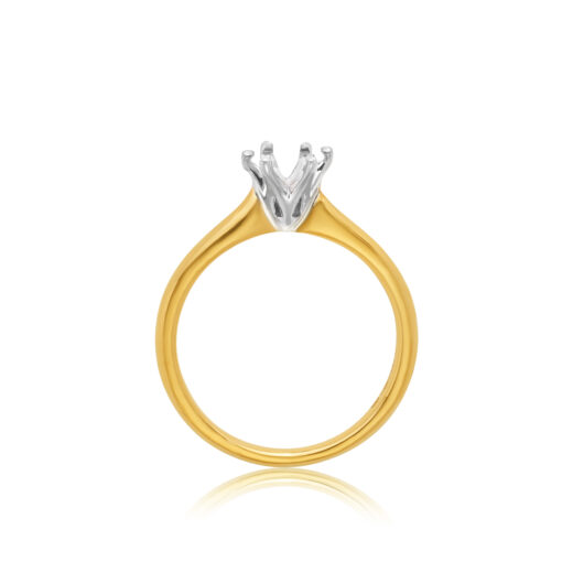 061-00244 18YW 6 Claw Solitaire Yellow Band, White Setting Mount