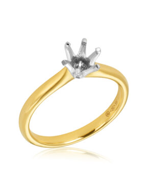 061-00244 18YW 6 Claw Solitaire Yellow Band, White Setting Mount
