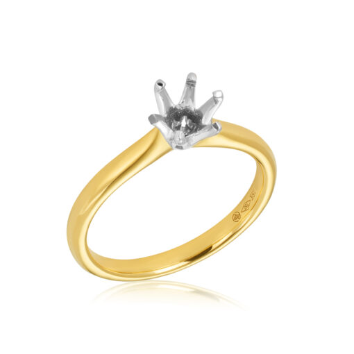061-00244 18YW 6 Claw Solitaire Yellow Band, White Setting Mount