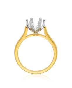 061-00355 18YW 1.50ct 6 Claw Petal Solitaire To Take 1.50ct RBC Ctr Stone - Yellow Band, White Setting