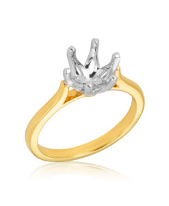 061-00355 18YW 1.50ct 6 Claw Petal Solitaire To Take 1.50ct RBC Ctr Stone - Yellow Band, White Setting