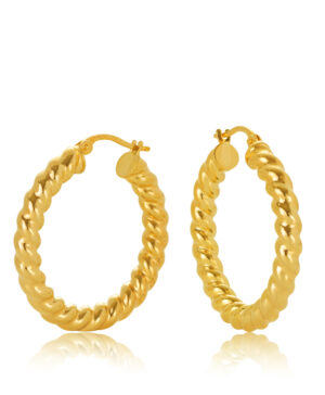 20OBC877-99 9Y Fancy Twist Hoop Earring, 20mm.