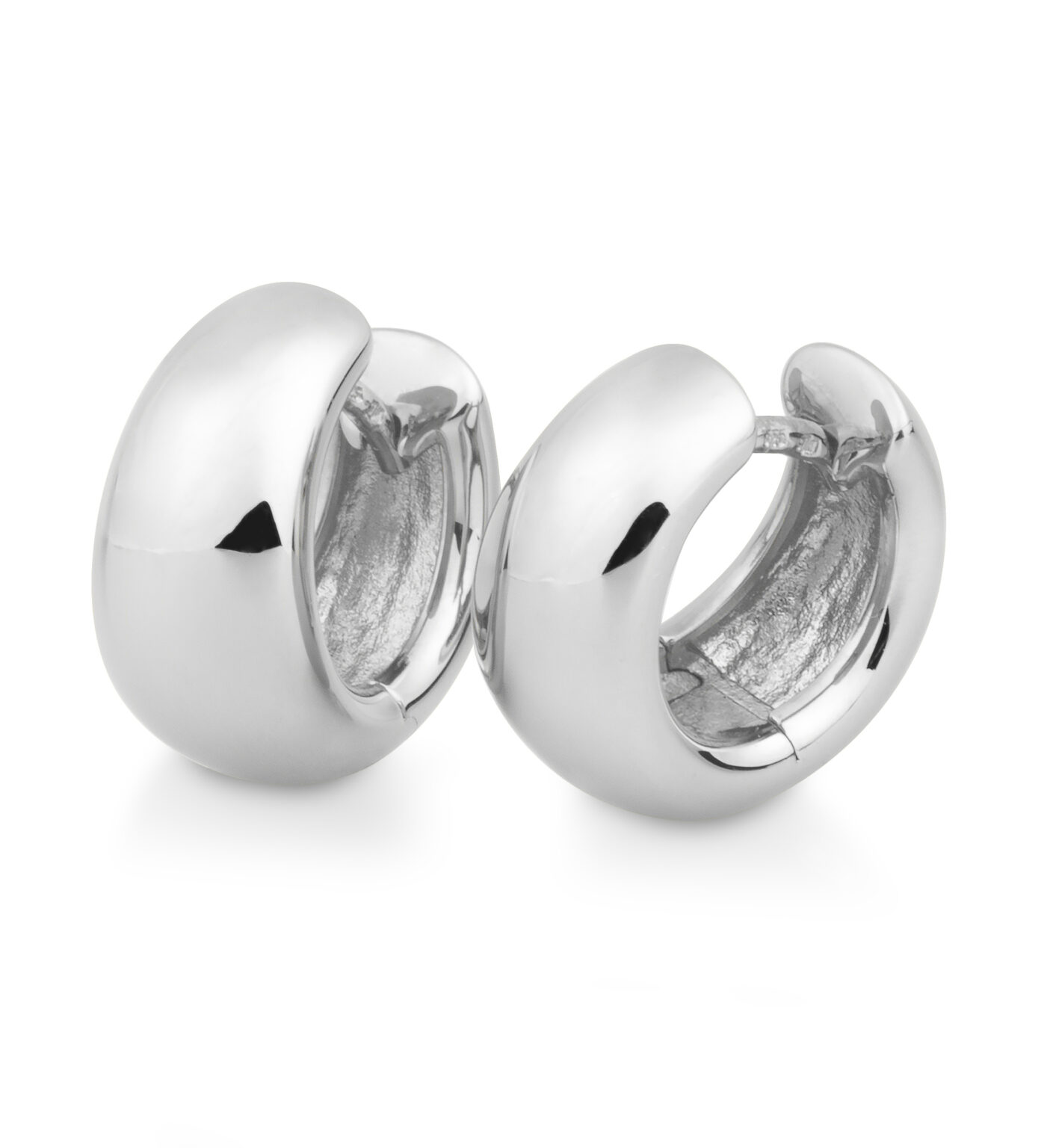 Breuning 06/85773 9ct White Polished Concave Huggie 13.50mm Width