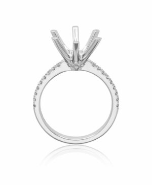 061-00269-WG 18WG Lab Grown RBC 18 = 0.20ct F/G/H VS 6 Claw Semi Mount With Claw Set Side Stones To Take 3.50ct RBC Ctr