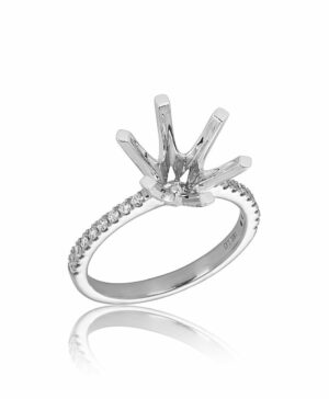 061-00269-WG 18WG Lab Grown RBC 18 = 0.20ct F/G/H VS 6 Claw Semi Mount With Claw Set Side Stones To Take 3.50ct RBC Ctr