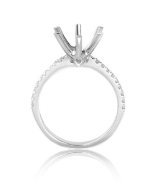 061-00274 18W Lab Grown RBC 18 = 0.20ct F/G/H VS 6 Claw Semi Mount With Claw Set Side Stones To Take 1.50ct Ctr Stone