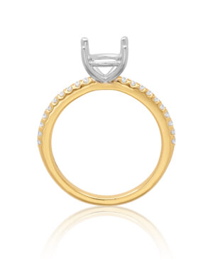 061-00375 18YW RBC 20 = 0.20ct Lab Grown F/G VS Claw Set Semi Mount - To Take 1.50ct Round 4 Claw Ctr Stone