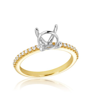 061-00375 18YW RBC 20 = 0.20ct Lab Grown F/G VS Claw Set Semi Mount - To Take 1.50ct Round 4 Claw Ctr Stone