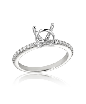 061-00375 18WG RBC 20 = 0.20ct Lab Grown F/G VS Claw Set Semi Mount - To Take 1.50ct Round 4 Claw Ctr Stone
