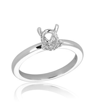 061-00379 18WG Lab Grown RBC 12 = 0.05ct F VS 4 Claw Solitaire With Hidden Halo - To Take 1ct Oval Ctr Stone