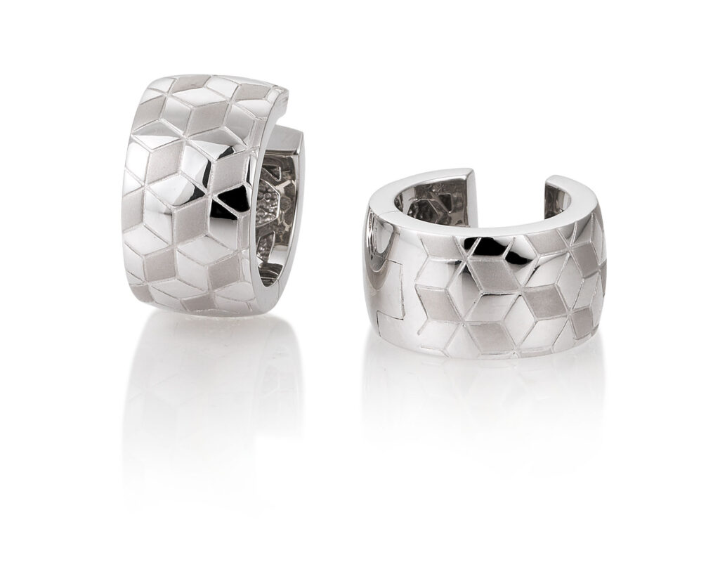 06/60718-0 925/- Rhodium Silver Breuning Hinged Earrings