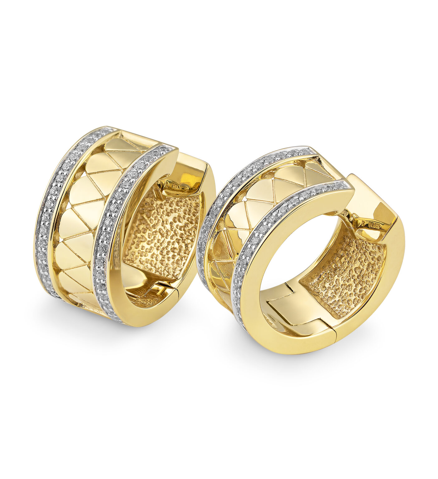 06/61150 375/- Bruning Earrings Dia. 0,418 Ct. H/si