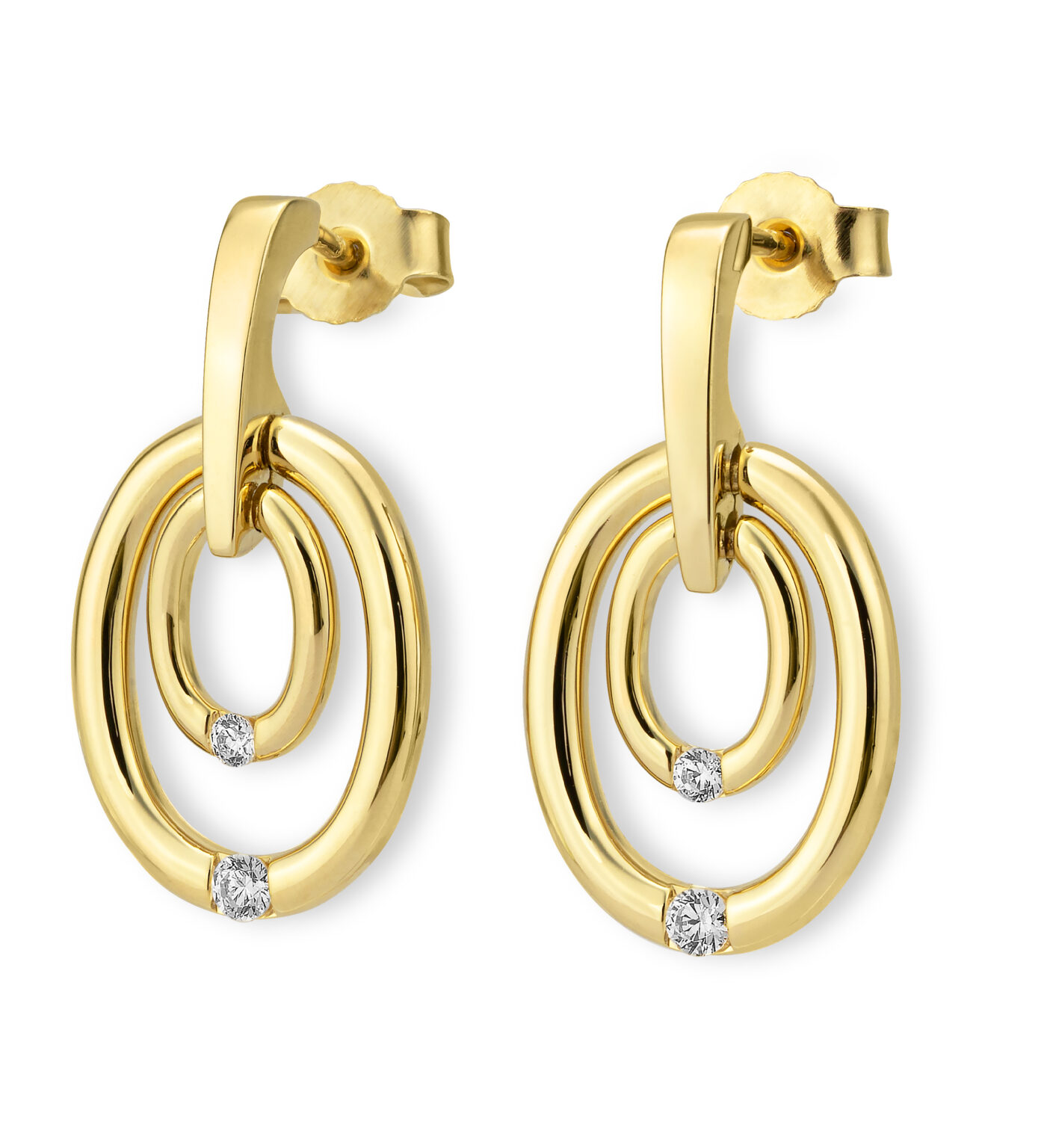 11/03137-0 375/- Yel Breuning Earrings Dia. 0,15 Ct. H/si