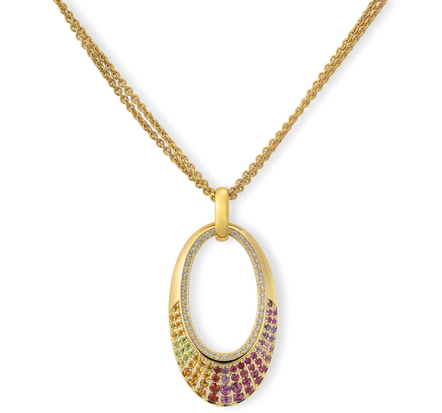 31/04722-0 375/- Yellow Breuning Pendant Rhodolith/dia. 0,264 Ct. H/si