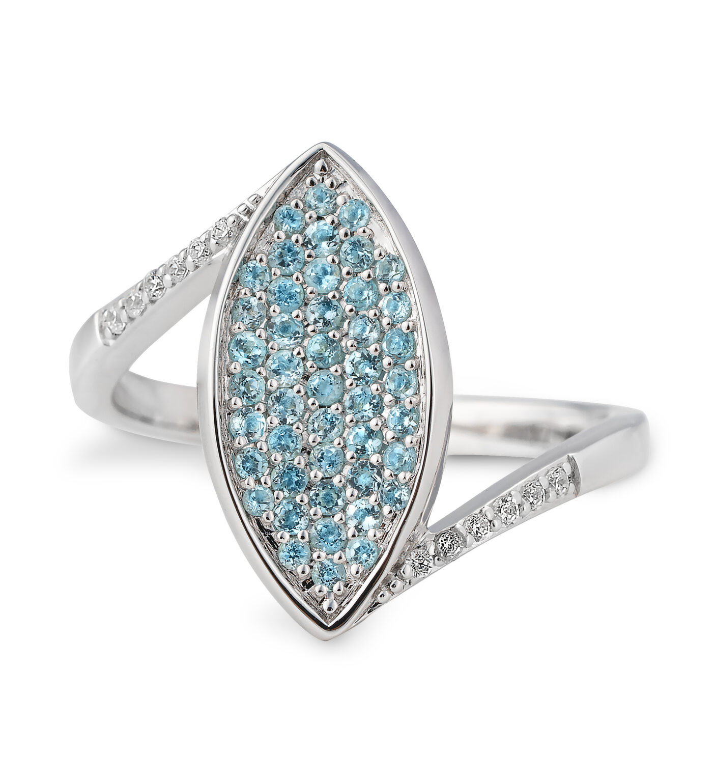 41/06216-0 9K White Gold Breuning Ring - Ed.top.dark (swiss Blue)/dia. 0,072 Ct. H/si