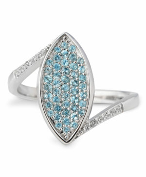41/06216-0 9K White Gold Breuning Ring - Ed.top.dark (swiss Blue)/dia. 0,072 Ct. H/si