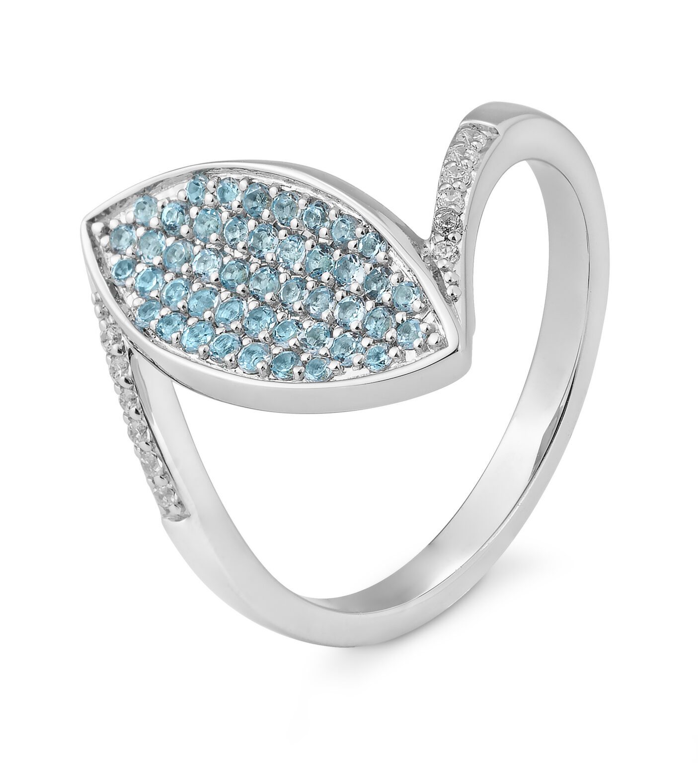41/06216-0 9K White Gold Breuning Ring - Ed.top.dark (swiss Blue)/dia. 0,072 Ct. H/si
