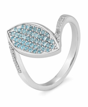 41/06216-0 9K White Gold Breuning Ring - Ed.top.dark (swiss Blue)/dia. 0,072 Ct. H/si