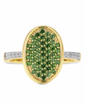 41/06217-1 9K Yellow/White Breuning Ring - g.Tsavorite/Diamond. 0,118 Ct. H/si