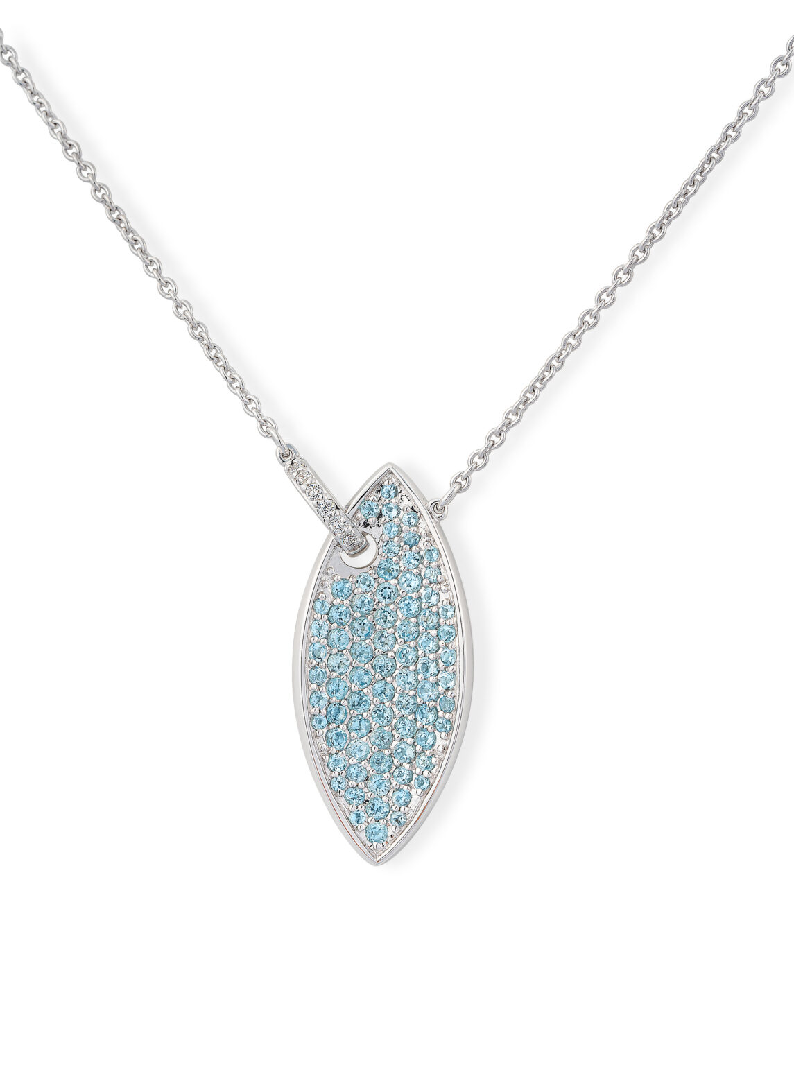 61/01537 375/- white NECKLET - dark blue topaz (swiss blue)/BRILL. 0,045 Ct. H/si