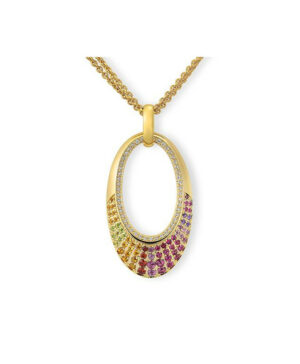 31/04722-0 375/- Red Breuning Pendant Rhodolith/dia. 0,264 Ct. H/si