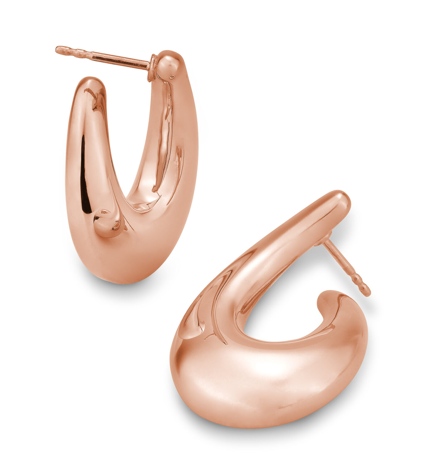 04/03710-5 925/- Rose Plated Round Tear Profile Silver Earrings