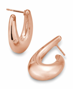 04/03710-5 925/- Rose Plated Round Tear Profile Silver Earrings