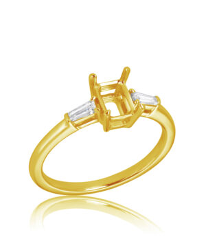 061-00123 18Y RBC 2 = 0.10ct F/G VS Semi Mount With Tapered Baguette Side Stones - To Take 1ct Emerald Cut Ctr.