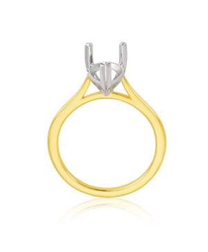 061-00359 750/- Yel-White 3 Claw Solitaire 1.50ct Pear Shape Ring - Yellow Band, White Settings