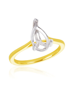061-00359 750/- Yel-White 3 Claw Solitaire 1.50ct Pear Shape Ring - Yellow Band, White Settings