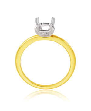 061-00386 18YW 4 Claw Solitaire 1.50ct Emerald/Elongated Radiant Centre - Yellow Band, White Settings