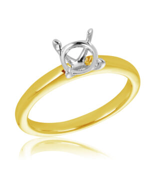 061-00387 750/- Yel-White Gold 4 Claw Solitaire To Take 1.00ct Centre Ring Mount