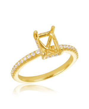 061-00388 750/- Yellow Lab Grown RBC 34 = 0.25ct F/G VS Claw Set Semi Mount - To Take 1.50ct Radiant Claw Str Stone With Hidden Halo