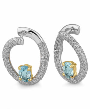 06/611520 375/- Yel-White Blue Topaz/Diamond 1,377 Ct H/si Earrings