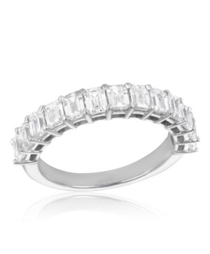 081-00208 750/- White Lab Grown Emerald Cut 13 = 1.80ct F/G VS Claw Set Wedding Band