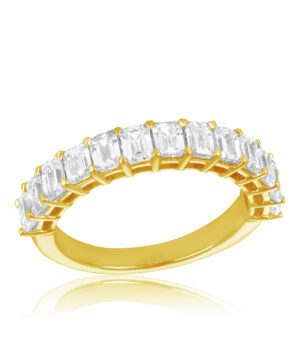 081-00208 750/- Yellow Lab Grown Emerald Cut 13 = 1.80ct F/G VS Claw Set Wedding Band