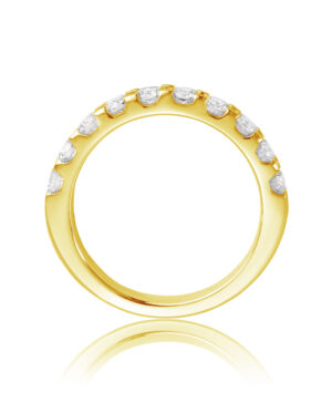 081-00404 750-Yellow Gold Lab Grown RBC 10 = 1ct F/G VS Machine Made Claw Set Wedding Band