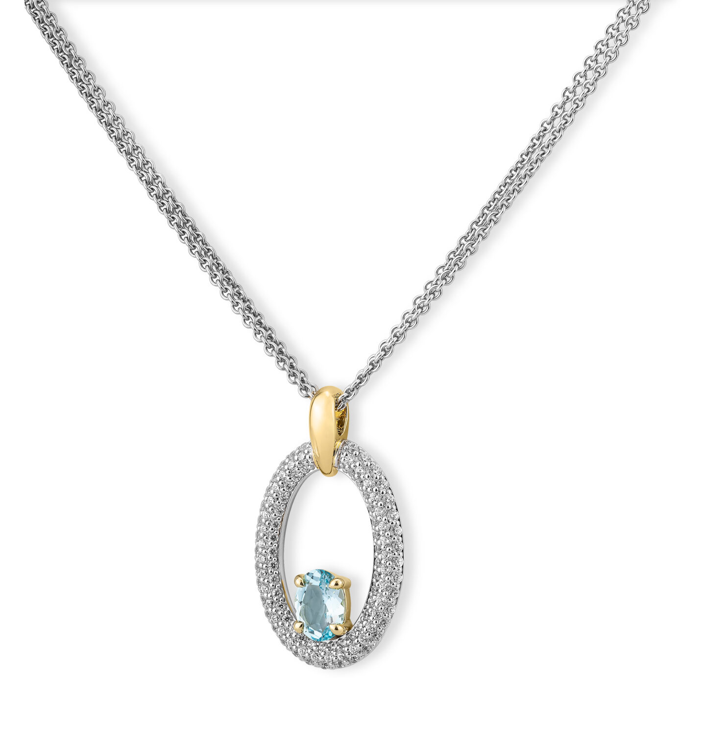 31/04753 375/- Yel-White Blue Topaz/Diamond 0.89 Ct. H/si Pendant