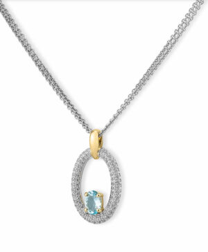 31/04753 375/- Yel-White Blue Topaz/Diamond 0.89 Ct. H/si Pendant