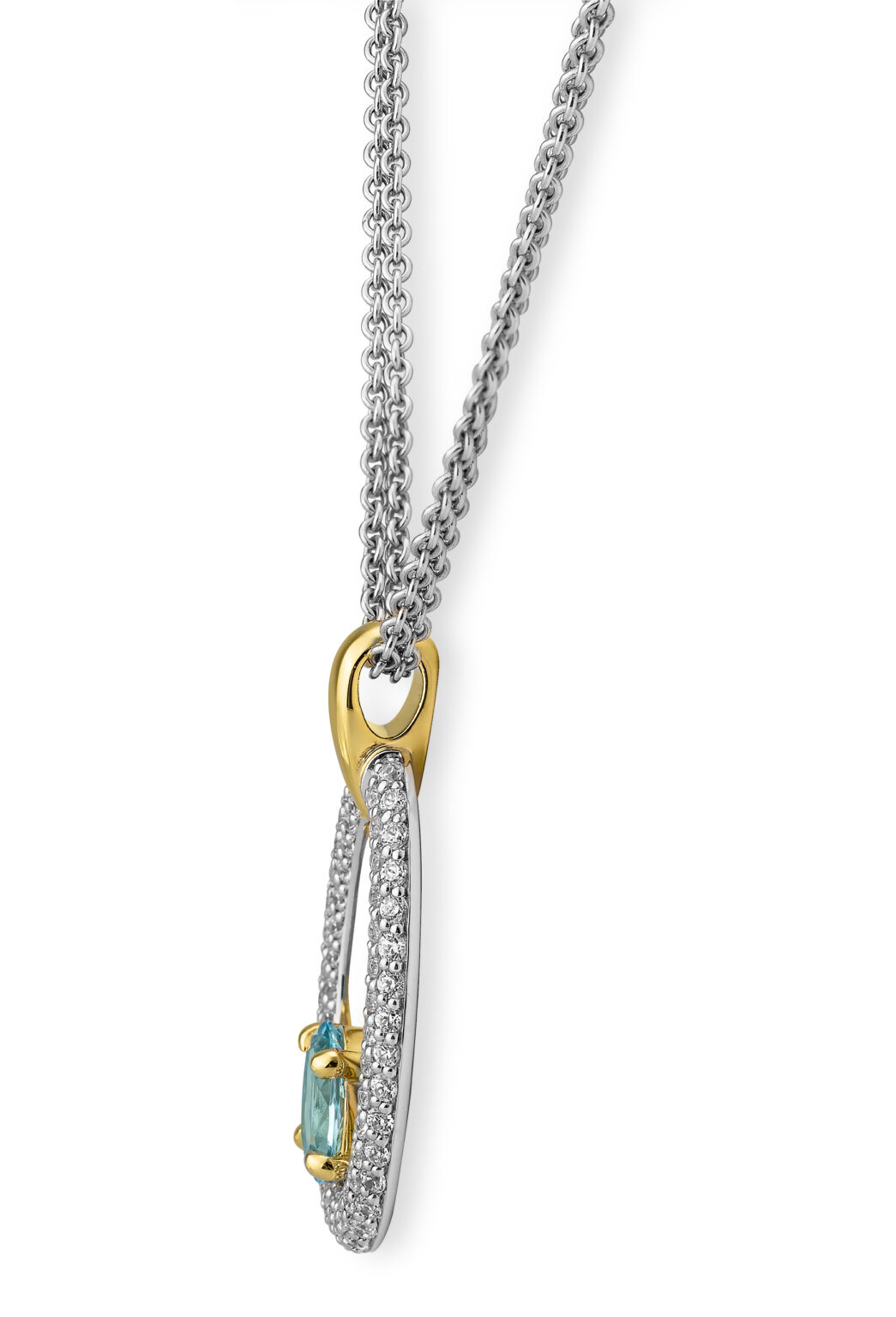 31/04753 375/- Yel-White Blue Topaz/Diamond 0.89 Ct. H/si Pendant